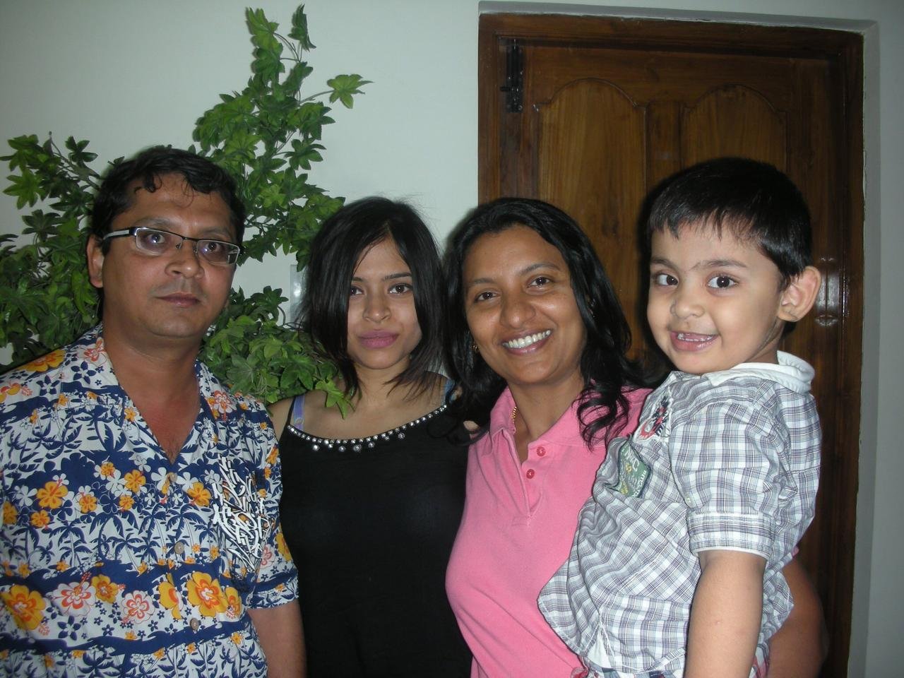 With Gandhi sculpture